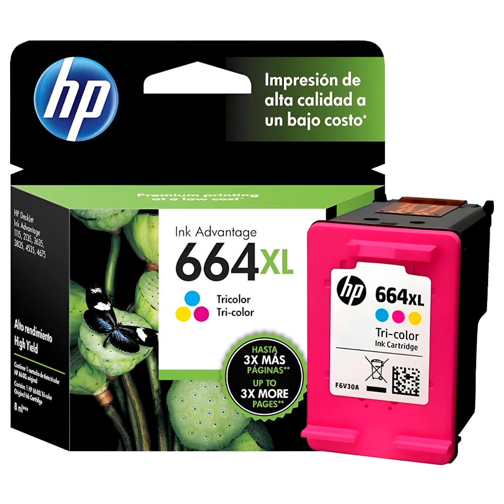 Cartucho de Tinta HP F6V30AL 664XL - Colorido