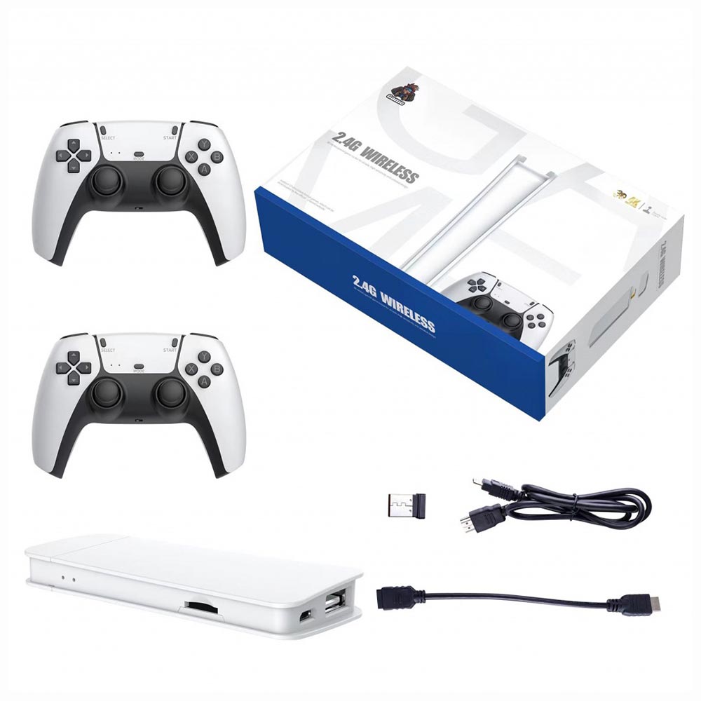 Console Game Stick M15 Pro 4K 3D 64GB - Branco + 2 Controles Wireless (Com 647 Jogos)