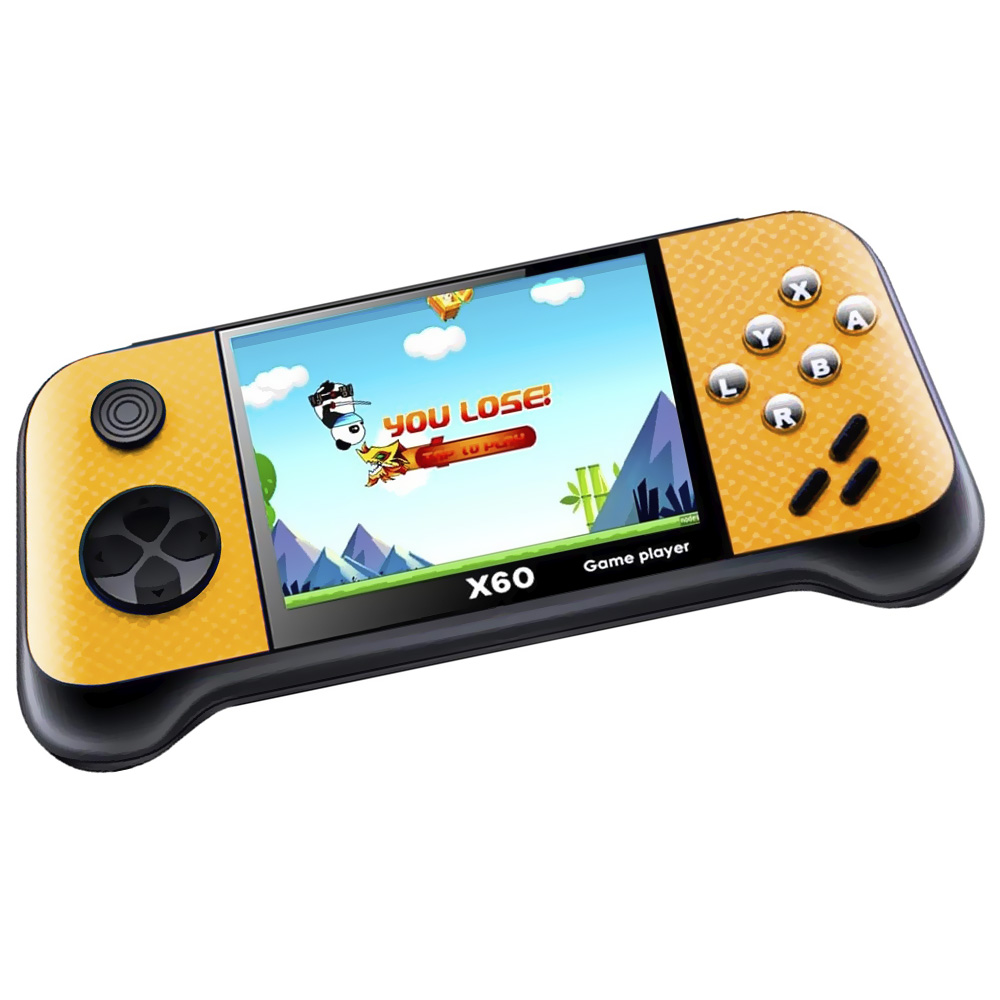 Console Portátil Game Box X60 / 3.5" - Preto Amarelo + Controle (Com 5000 Jogos Retro)