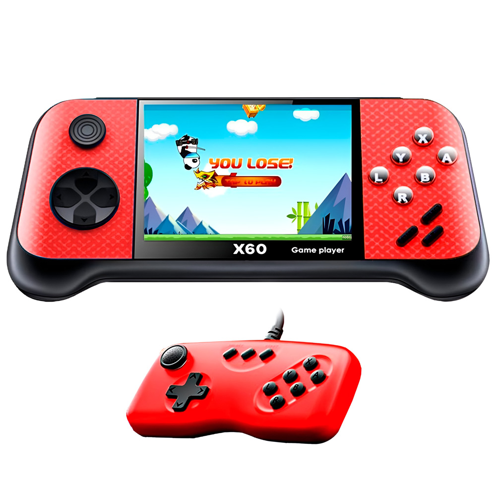 Console Portátil Game Box X60 / 3.5" - Vermelho + Controle (Com 5000 Jogos Retro)