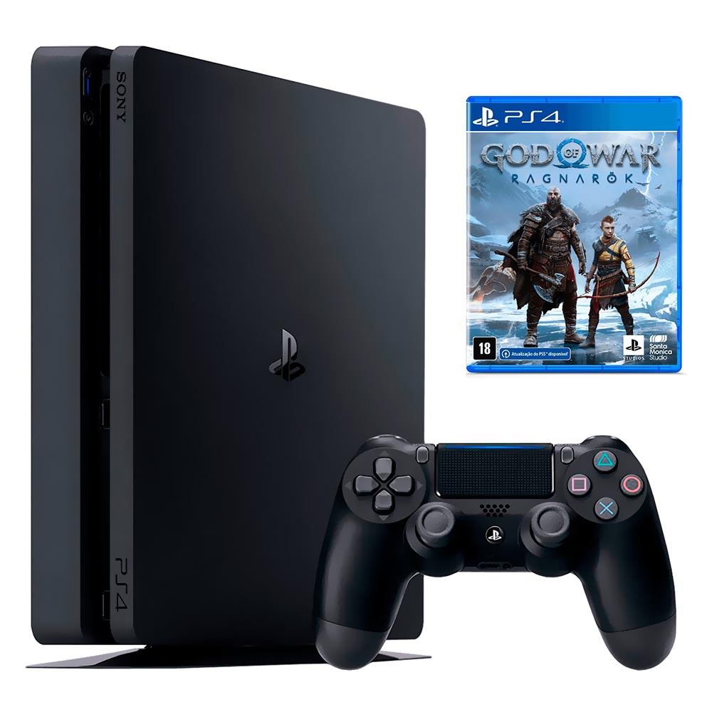 Console Sony PlayStation 4 Slim CUH-2215B 1TB / Bivolt - Preto + Jogo God Of War Ragnarok (Americano)