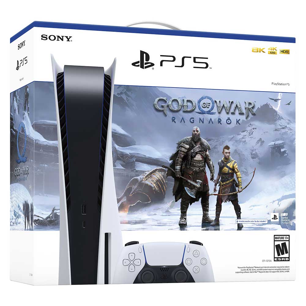 Console Sony Playstation 5 CFI-1215A 825GB / 8K / 4K / Bivolt - Branco + Jogo God Of War Ragnarok