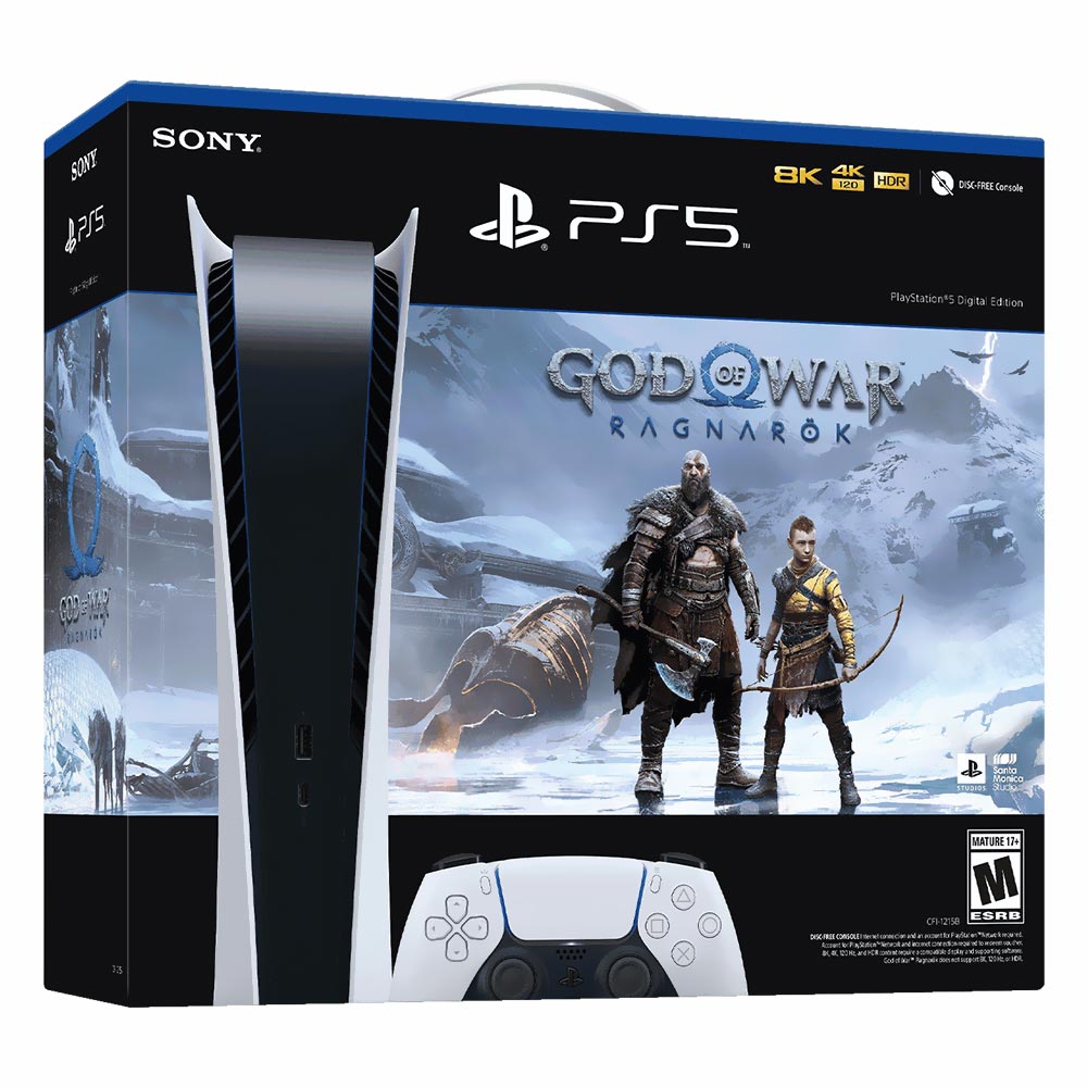 Console Sony Playstation 5 CFI-1215B 825GB / 8K / 4K / Digital Edition / Bivolt - Branco + Jogo God Of War Ragnarok