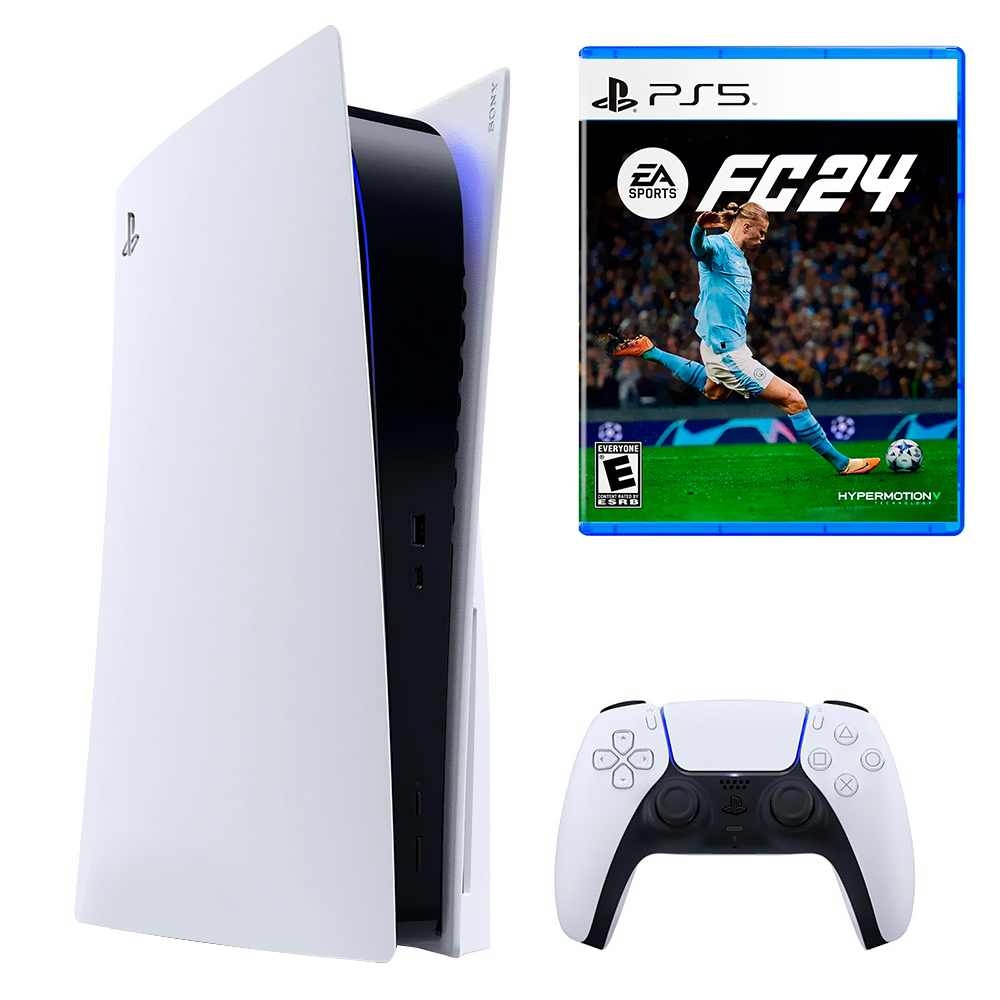 Console Sony PlayStation 5 Slim CFI-2000 A01 1TB / 8K / 4K / 110V - Branco + Jogo EA Sport FC24 (Japonês)
