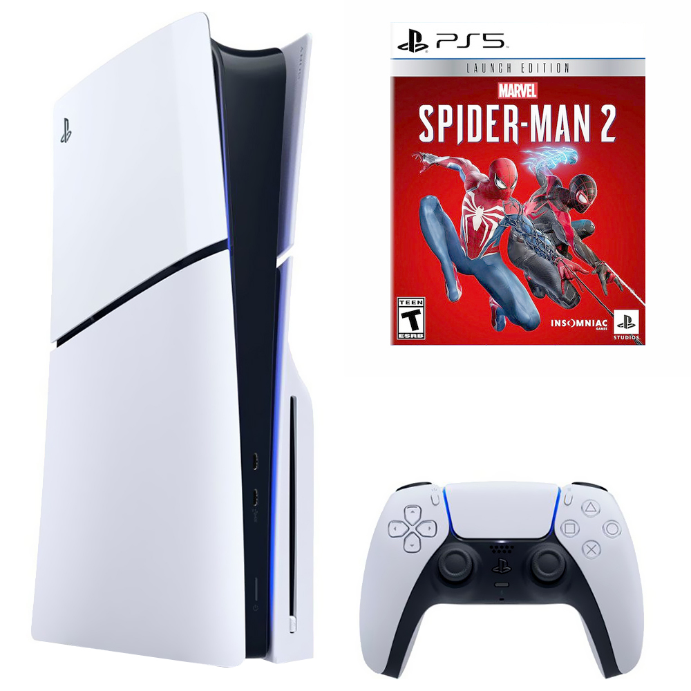 Console Sony Playstation 5 Slim CFI-2000 A01 1TB / 8K / 4K / Standard Edition / 110V - Branco + Jogo Marvel Spiderman 2