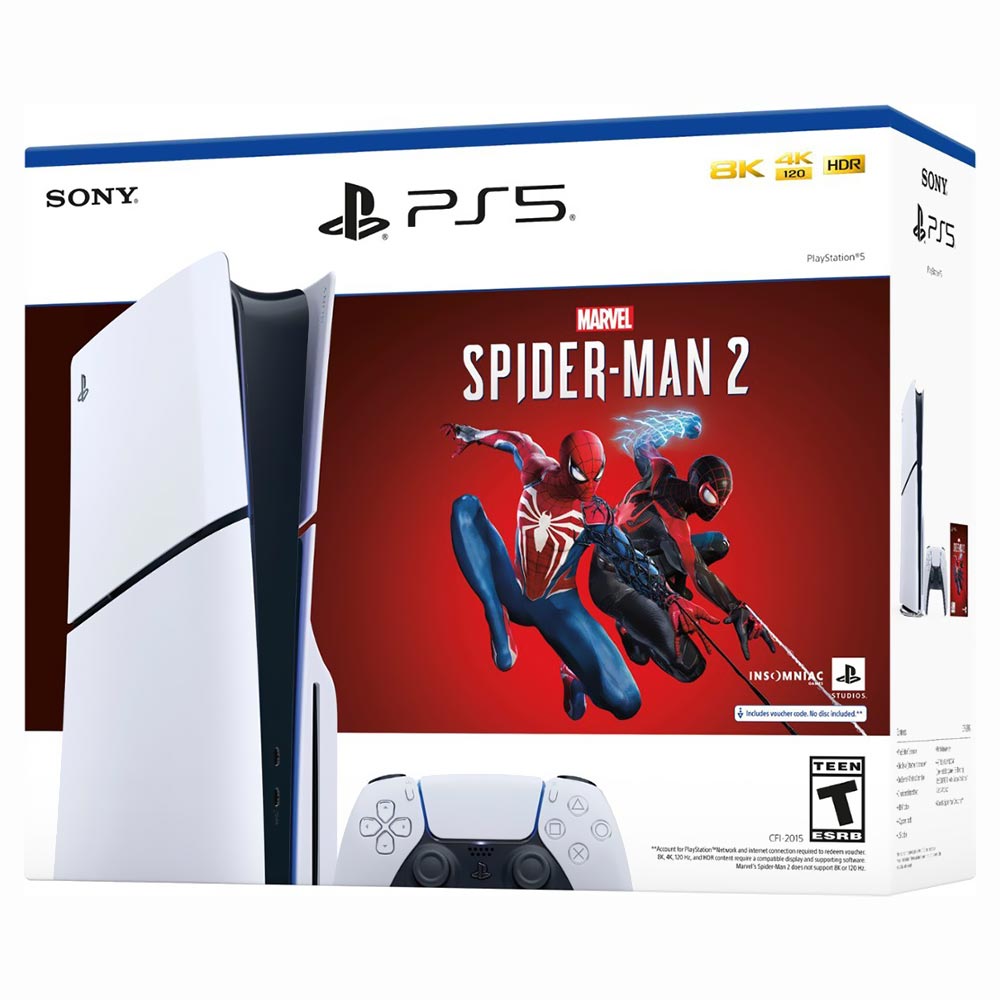 Console Sony Playstation 5 Slim CFI-2000 A01 1TB / 8K / 4K / Standard Edition / 110V - Branco + Jogo Marvel Spiderman 2