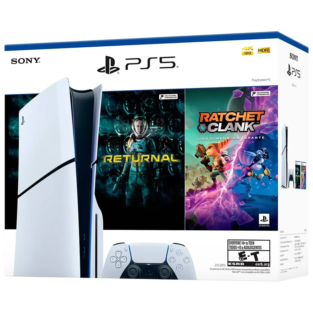 Console Sony PlayStation 5 Slim CFI-2015 A01X 1TB / Standard Edition / Bivolt - Branco + 2 Jogos Returnal / Ratchet e Clank (Americano)