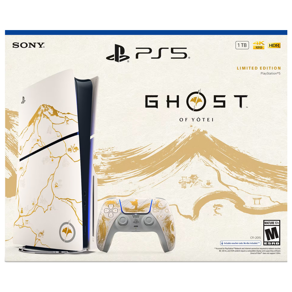 Console Sony PlayStation 5 Slim CFI-2015A AZ7X 1TB / Ghost Of Yotei Limited Edition / Bivolt - Branco + Jogo Ghost Of Yotei (Americano)