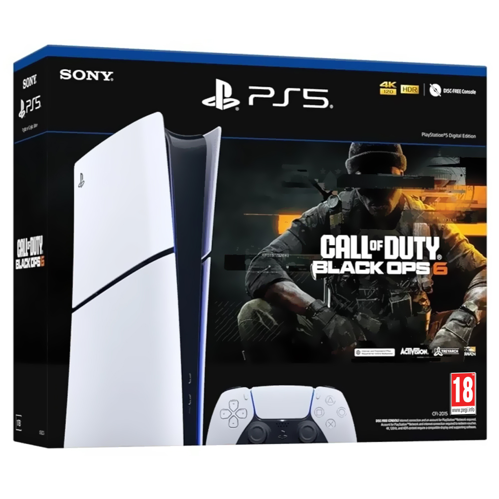 Console Sony PlayStation 5 Slim CFI-2016 B01Y 1TB / Digital Edition / 220V - Branco + Jogo Call of Duty Black Ops 6 (Europeu)