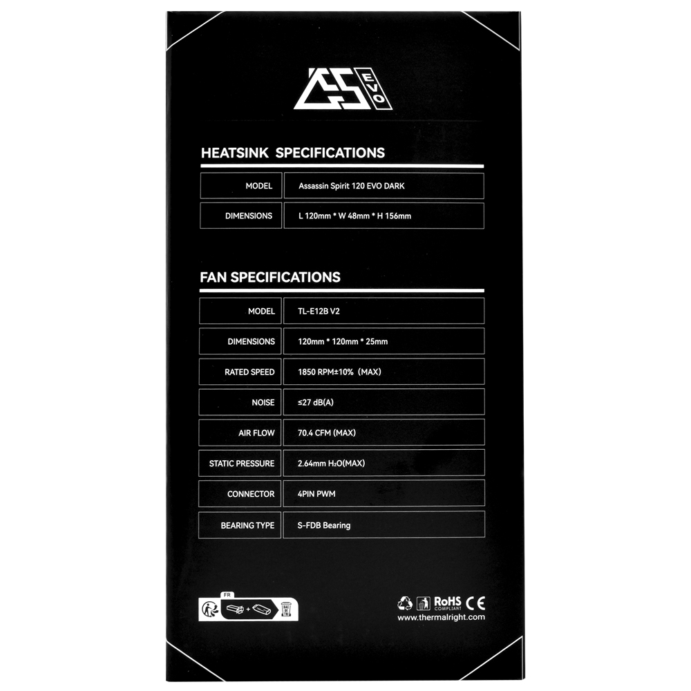 Cooler para Processador Thermalright Assassin Spirit 120 Evo Dark 120MM - Preto