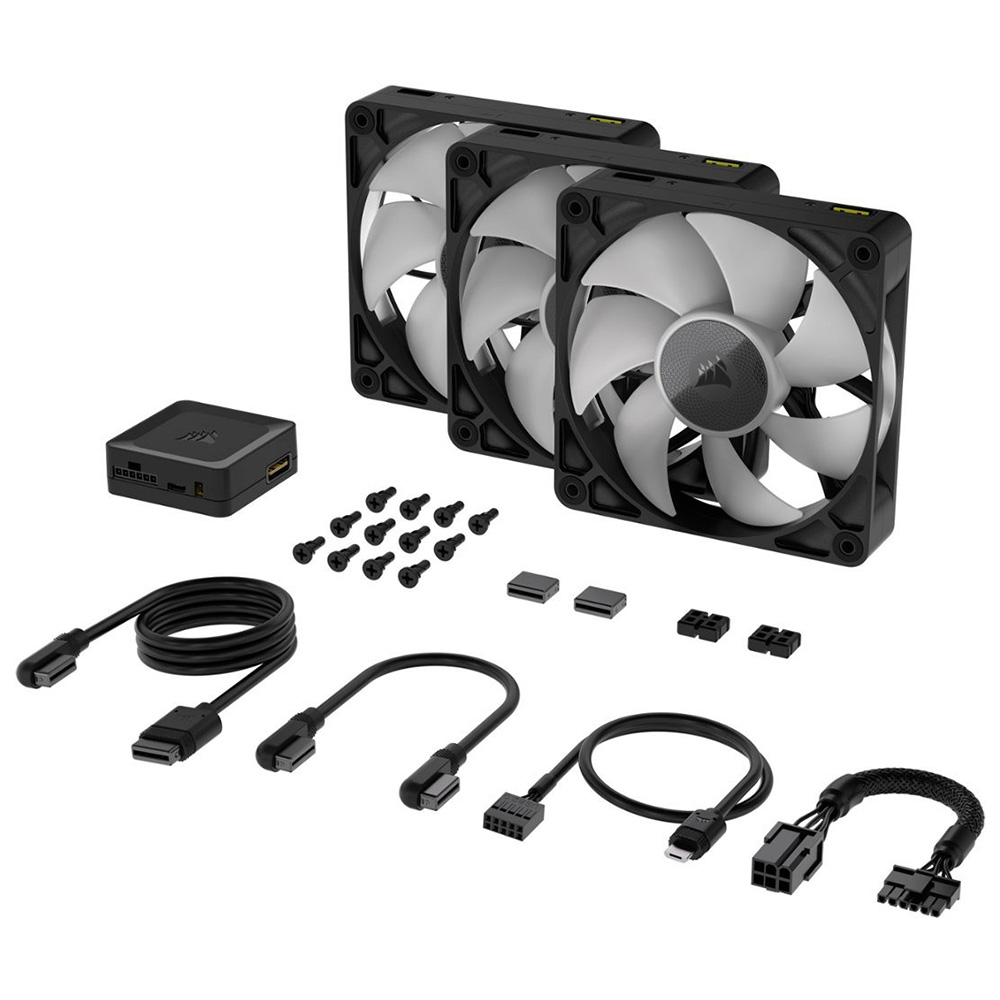 Cooler para Gabinete Corsair RX120 ICUE Link Starter Kit 120MM RGB CO-9051018-WW Preto - Kit com 3