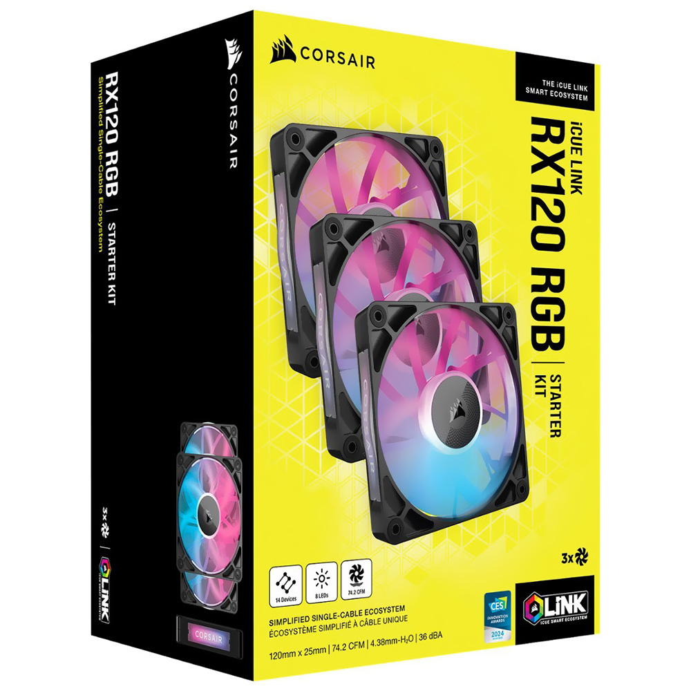 Cooler para Gabinete Corsair RX120 ICUE Link Starter Kit 120MM RGB CO-9051018-WW Preto - Kit com 3