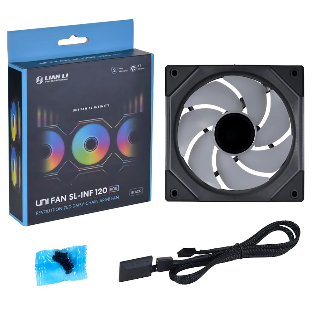 Cooler para Gabinete Lian Li Uni Fan SL-INF 120 12X12 LED RGB - Preto (UF-SLIN120-1B)