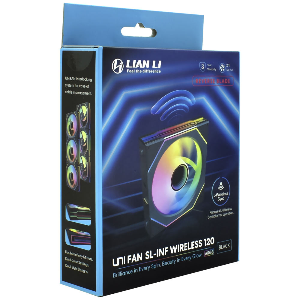 Cooler para Gabinete Lian Li Uni Fan SL-INF Wireless 120 Reverse Blade 12X12 ARGB - Preto (12RSLIN1W1B)