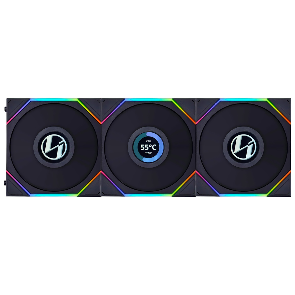 Cooler para Gabinete Lian Li Uni Fan SL Wireless LCD 120 12X12 LED RGB Preto - Kit com 3 (12SLLCD1W3B)