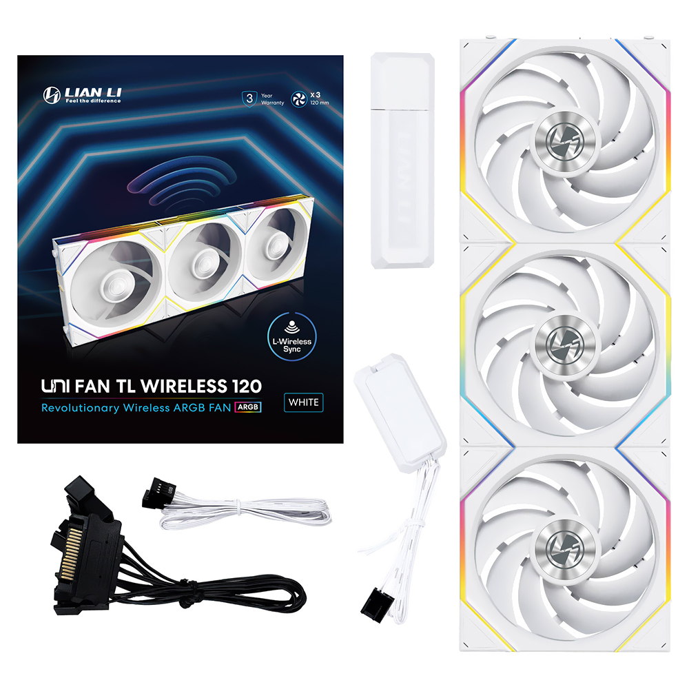 Cooler para Gabinete Lian Li Uni Fan TL Wireless 120 12X12 ARGB Branco - Kit com 3 (12TL1W3W)