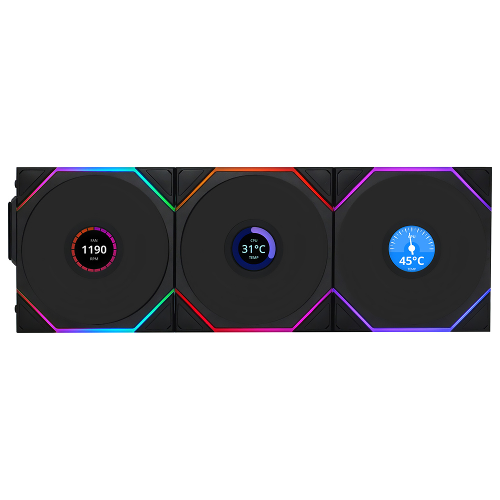 Cooler para Gabinete Lian Li Uni Fan TL Wireless 120 LCD 12X12 ARGB Preto - Kit com 3 (12TLLCD1W3B)