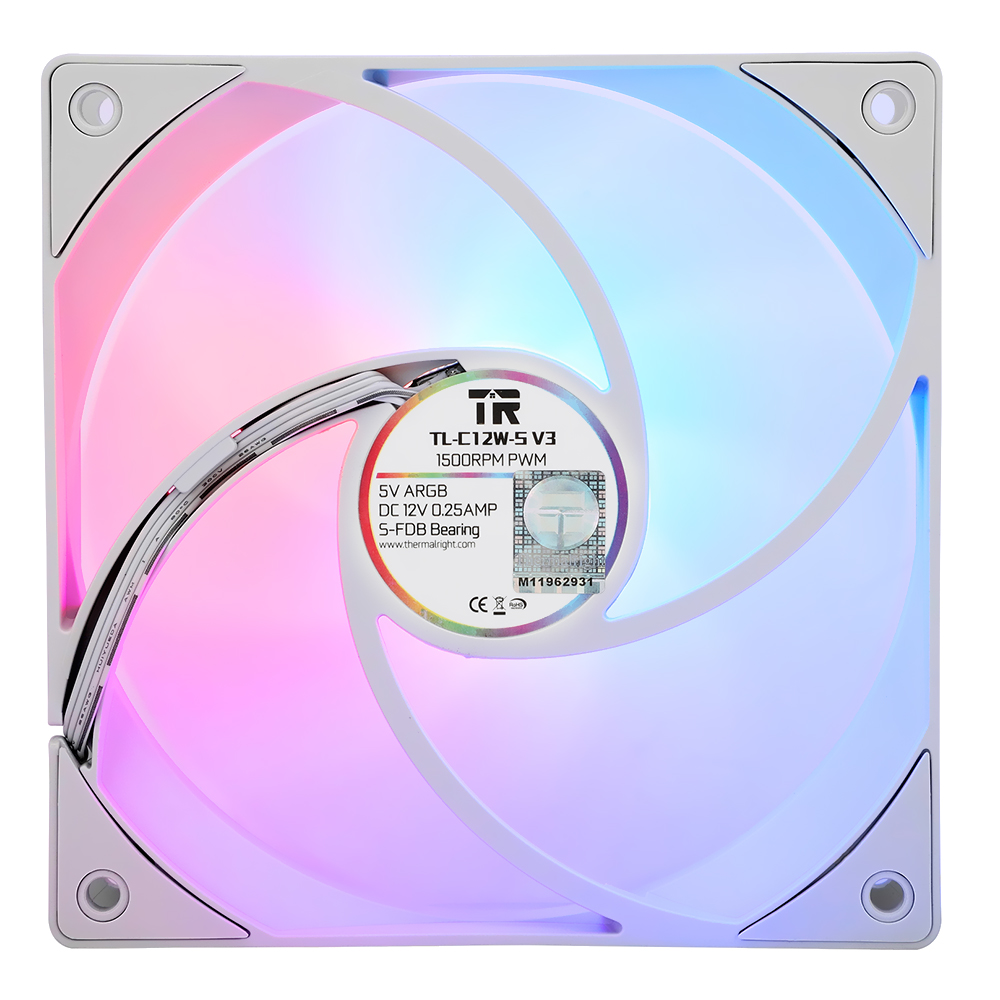 Cooler para Gabinete Thermalright TL-C12W-S V3 12X12 ARGB Branco - Kit com 3