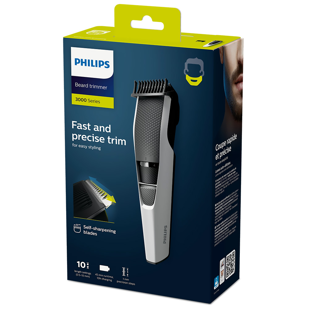 Barbeador Philips 3000 Series / Bivolt - Preto / Branco (BT3206)