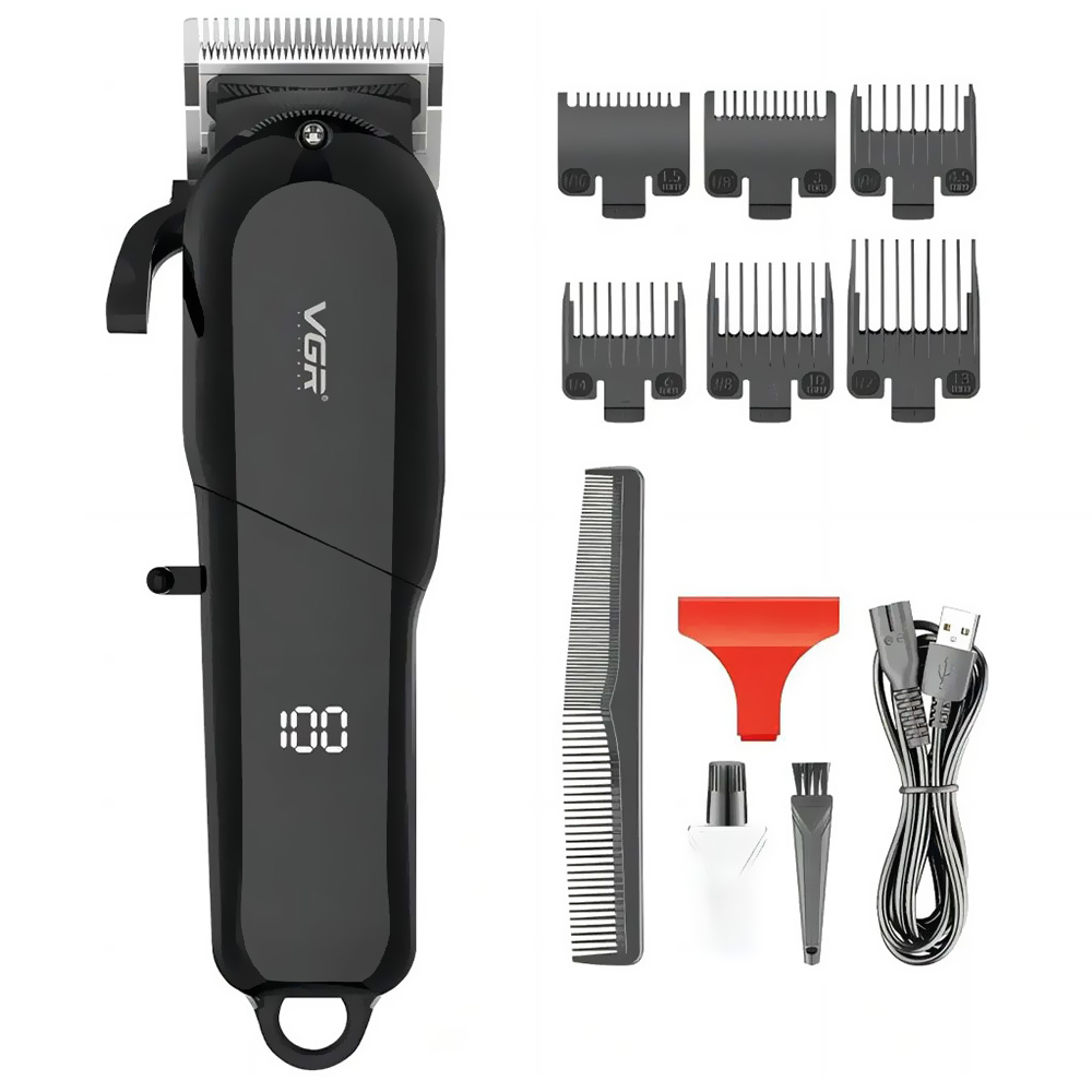 Maquina de Cortar Cabelo Profecional VGR V-118 Recarregavel - Preto (Kit)