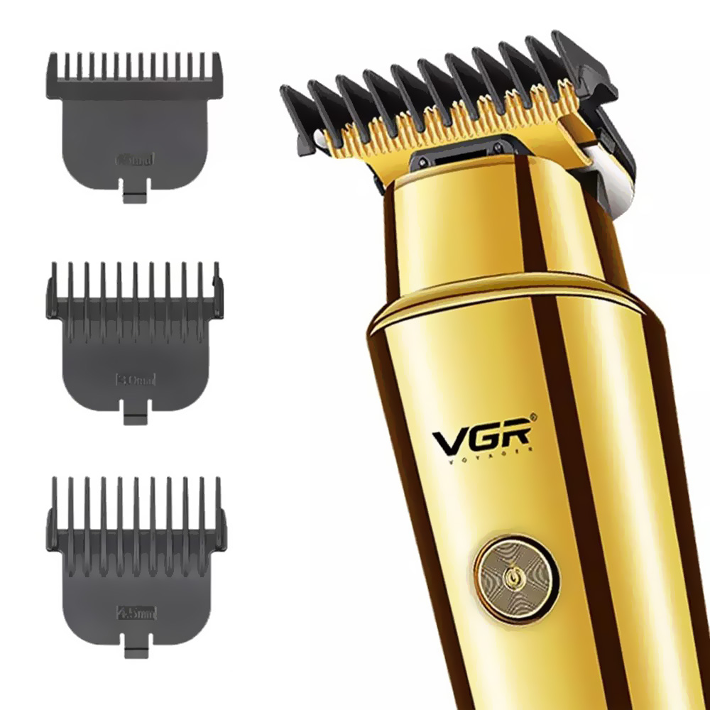 Maquina de Cortar Cabelo Professional VGR V-947 Recarregavel - Dourado (Kit)