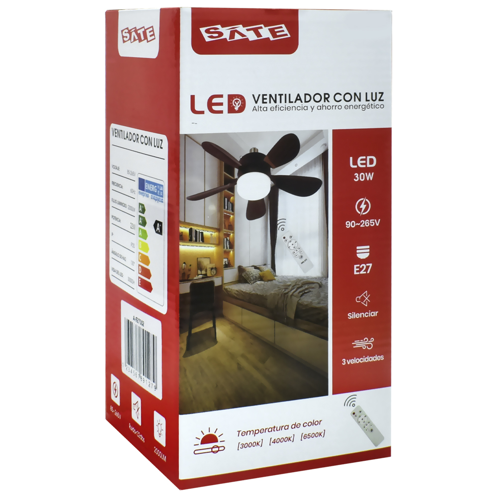 Ventilador com Lâmpada Satellite A-F27501 30W / Bivolt - Marrom (Teto)