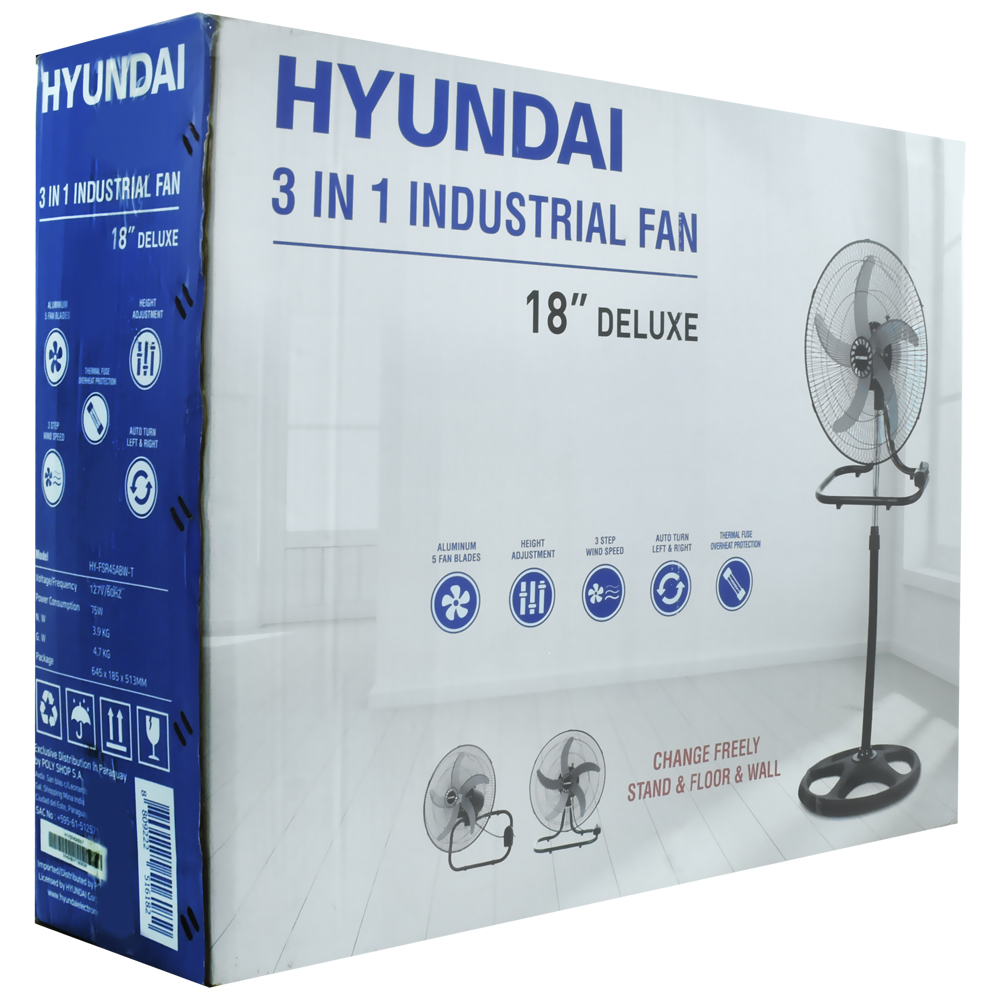 Ventilador Hyundai HY-FSR45ABW-T 18" Industrial / 110V - Preto