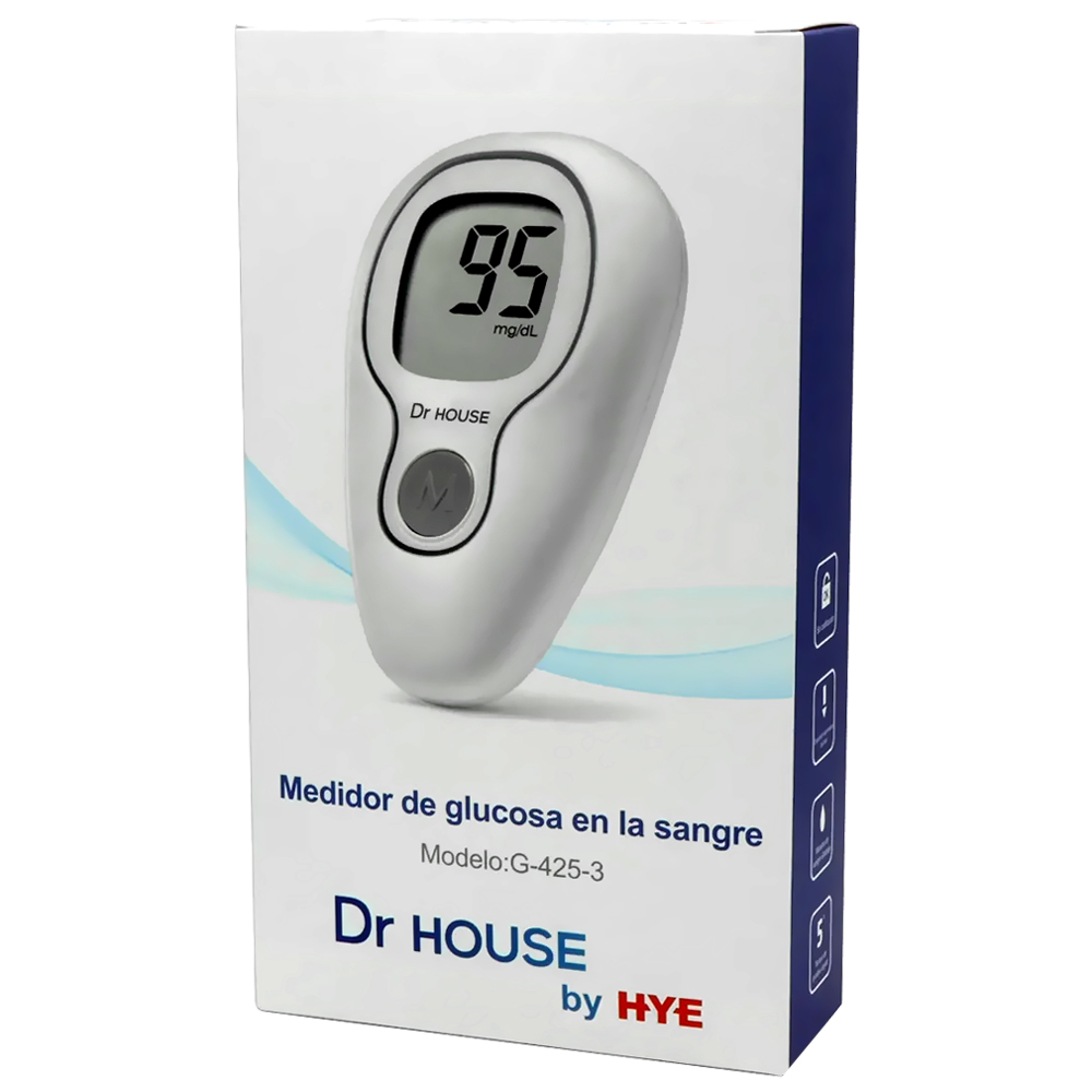 Medidor de Glicose Dr House G-425-3 Kit 25AG/25TI - Branco