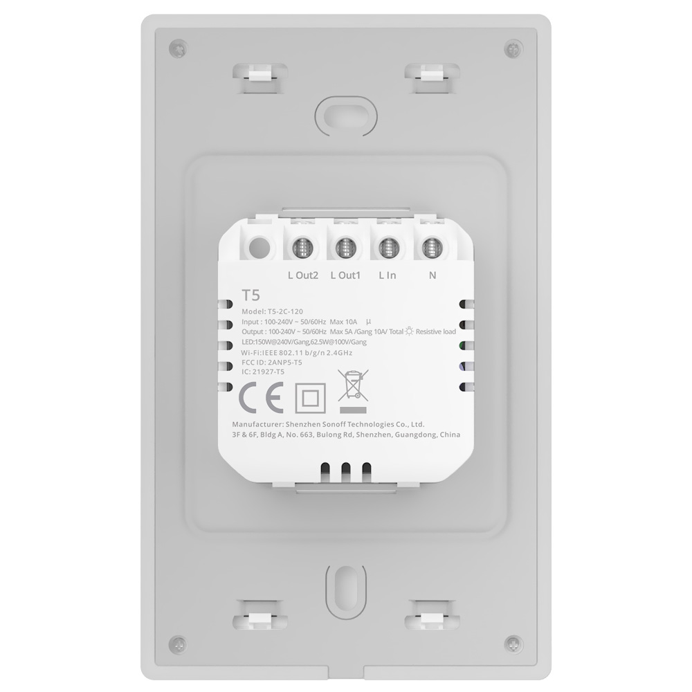 Interruptor Sonoff T5-2C-120 TX Ultimate Wifi / Smart Touch / Switch - Branco