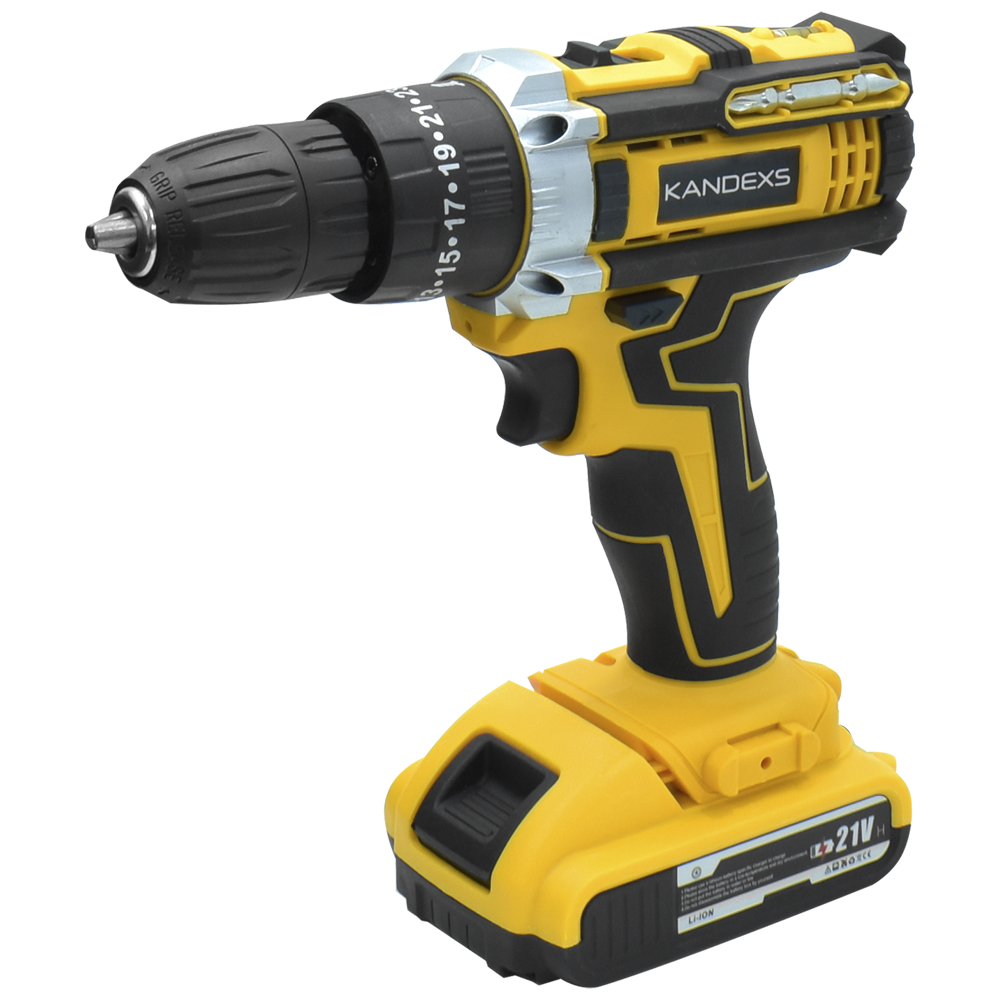 Parafusadeira Sem Fio Kandexs SP-991 Kit Bivolt - Preto / Amarelo