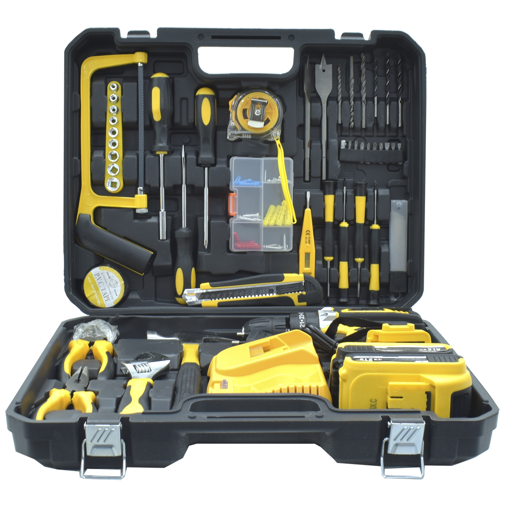 Parafusadeira Sem Fio Kandexs SP-993 Kit Bivolt - Preto / Amarelo