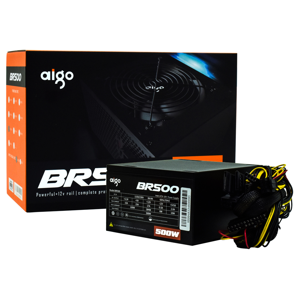 Fonte de Alimentação Aigo BR500 Real 500W ATX / Não Modular