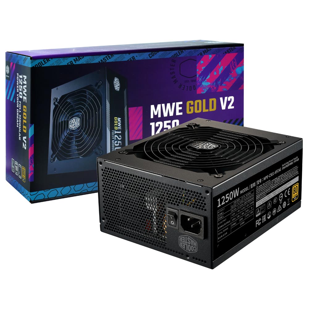 Fonte de Alimentação Cooler Master MWE Gold V2 1250W / Modular / 80 Plus Gold - MPE-C501-AFCAG-3U2