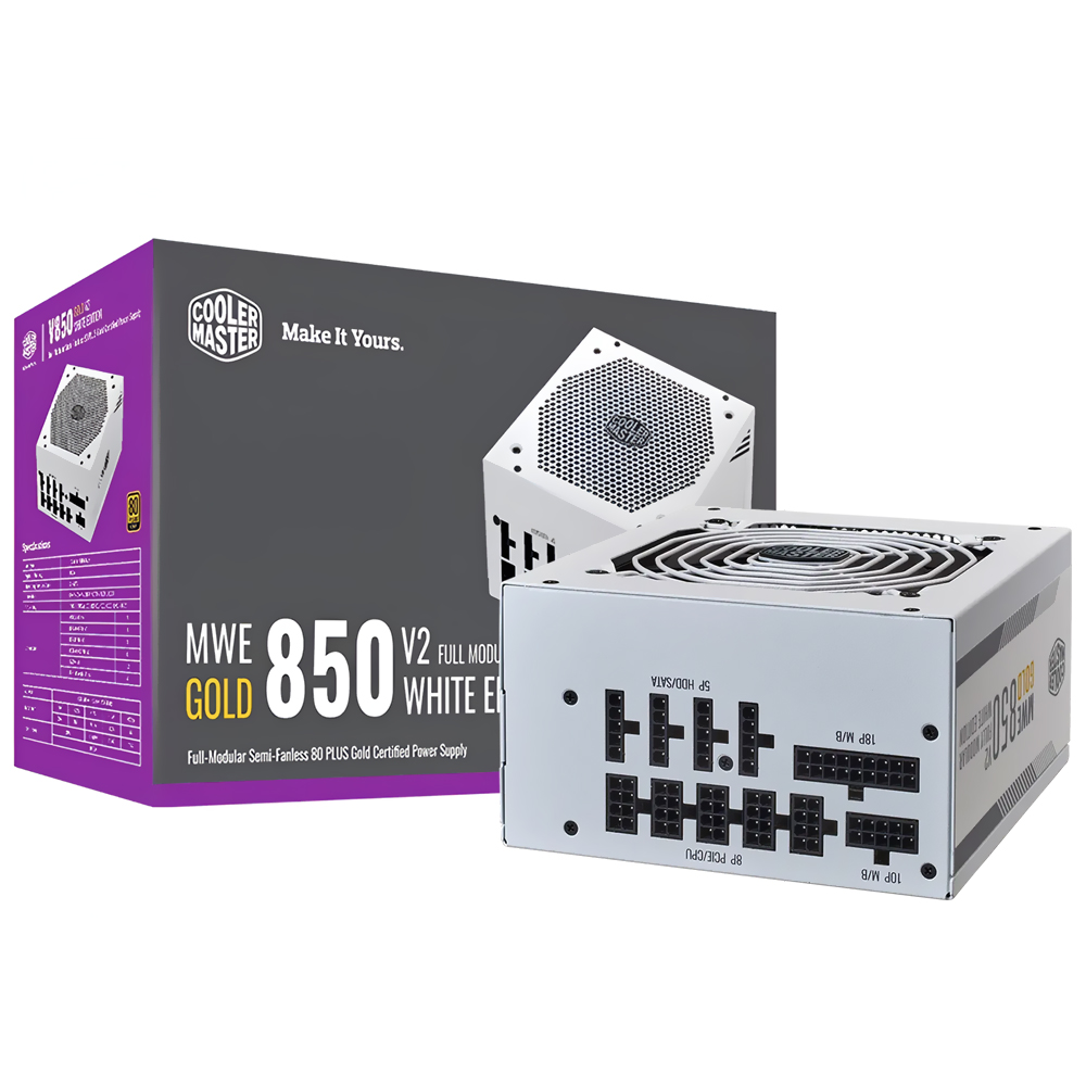 Fonte de Alimentação Cooler Master MWE V2 White Edition 850W / Modular / 80 Plus Gold - MPE-8501-AFAAG-GU2