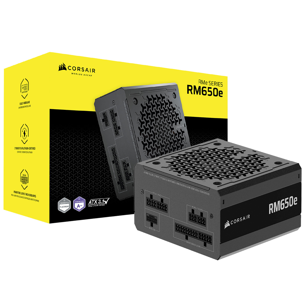 Fonte de Alimentação Corsair RM650E 650W ATX 3.1 / Modular / Cybenetics Platinum / Bivolt - CP-9020302-NA