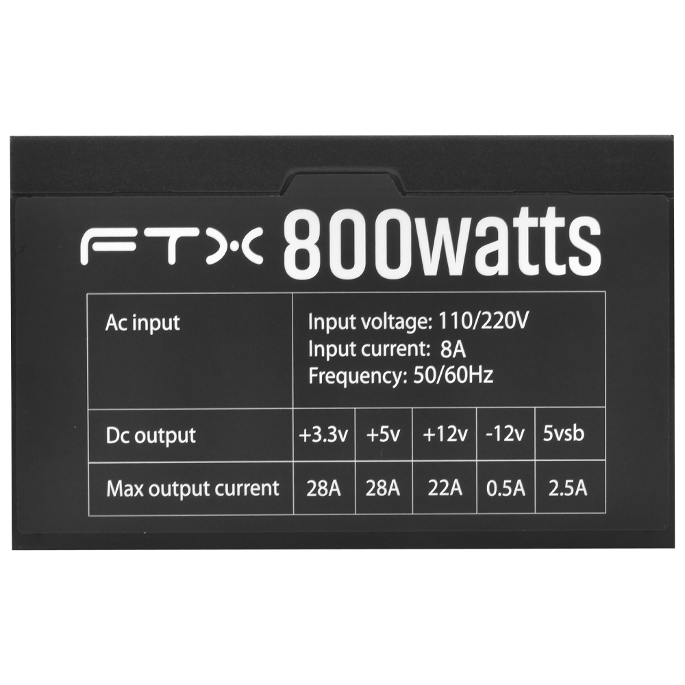 Fonte de Alimentação FTX FTX-CFA-800W 800W ATX / Não Modular