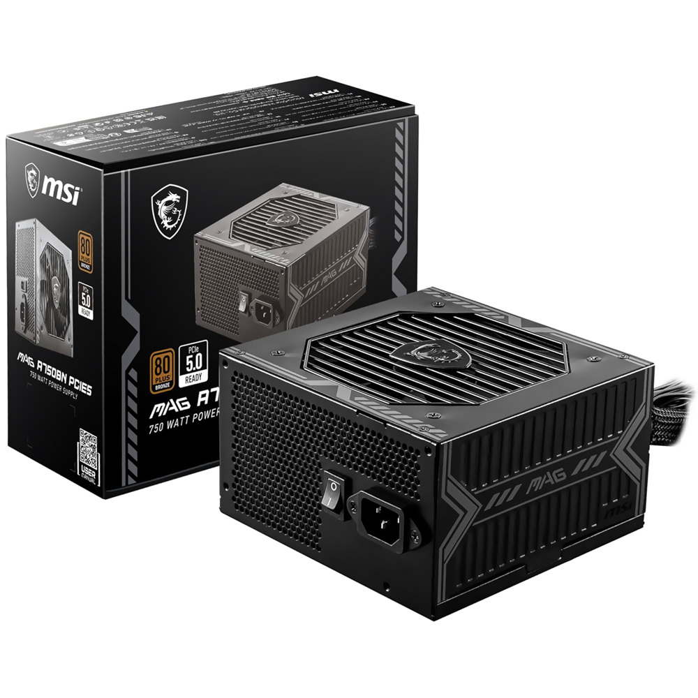 Fonte de Alimentação MSI MAG A750BN PCIE5 750W / Não Modular / 80 Plus Bronze