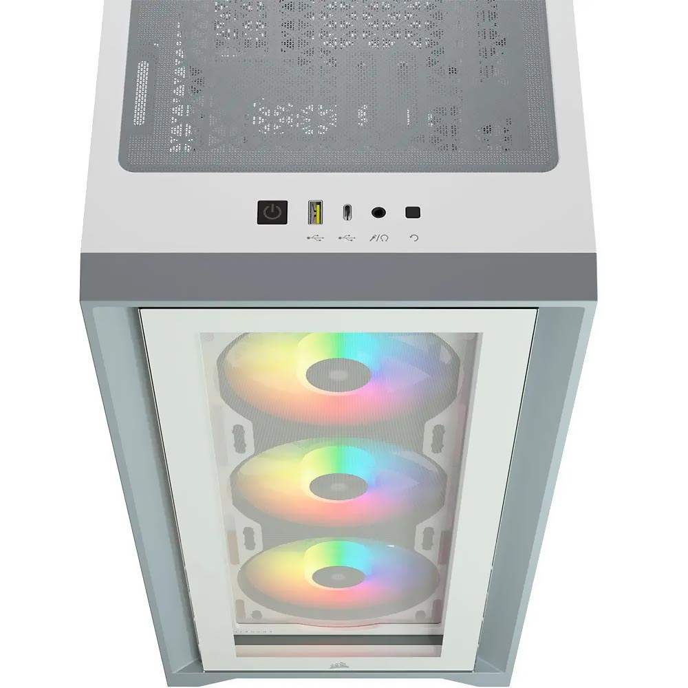 Gabinete Gamer Corsair Icue 4000X CC-9011205-WW Mid Tower / 3 Cooler / RGB - Branco
