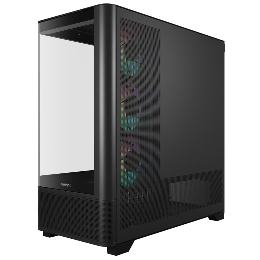 Gabinete Gamer Gamdias Aura Atlas P2 CG Mid Tower / 4 Cooler / ARGB - Preto