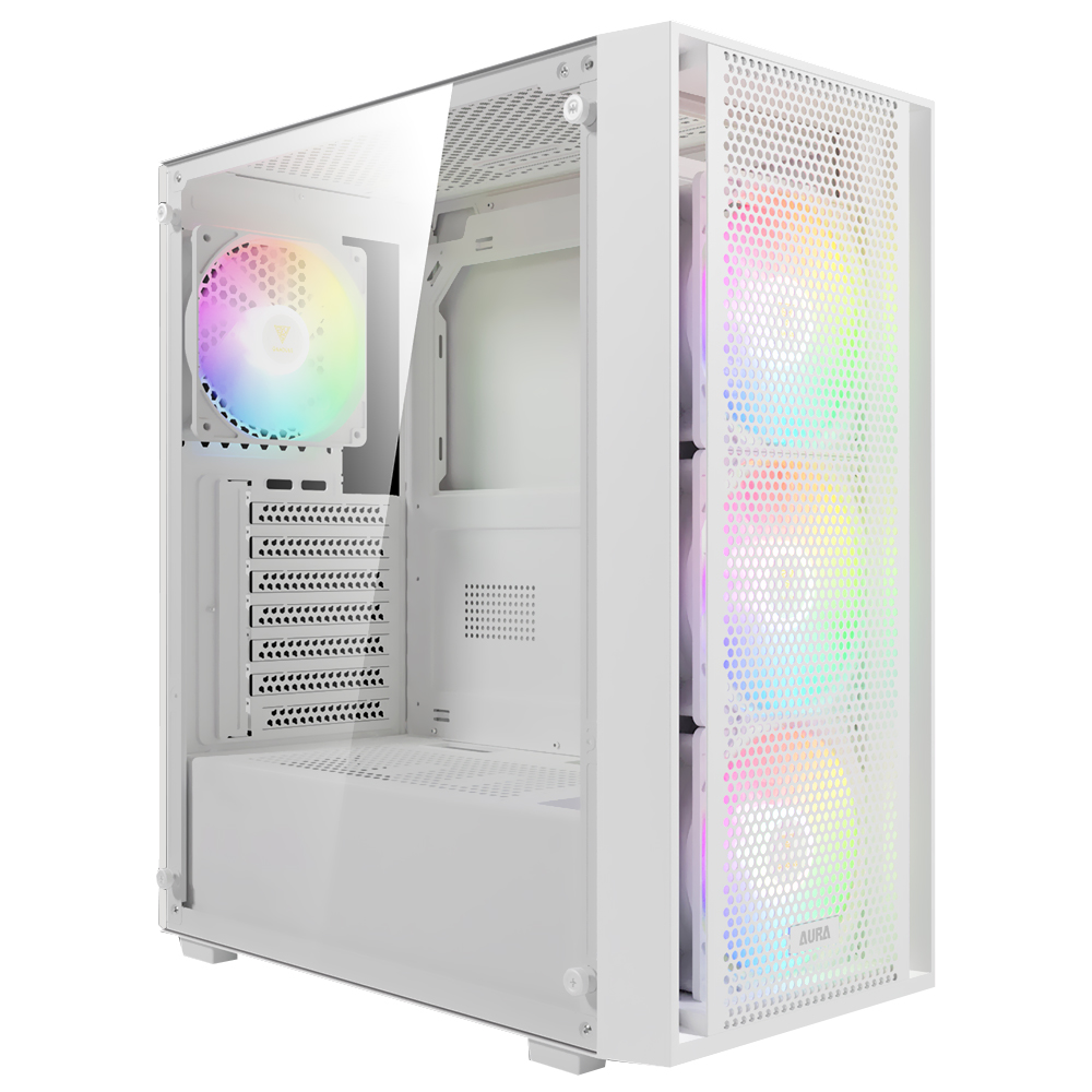 Gabinete Gamer Gamdias Aura GC2 Elite WH Mid Tower / 4 Cooler / ARGB - Branco