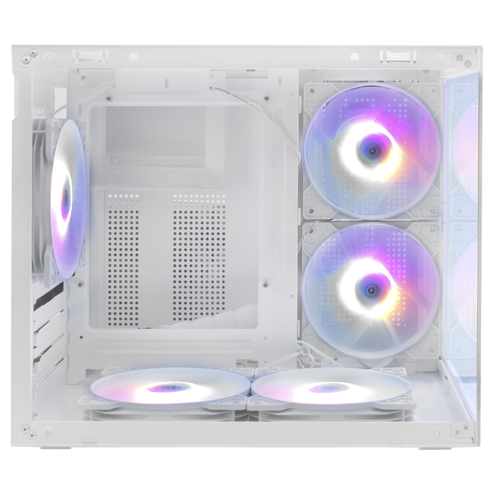 Gabinete Gamer Macrovip Max Aqua Series Mini Tower / 5 Cooler / RGB - Branco (MV-TCXA325F5W)