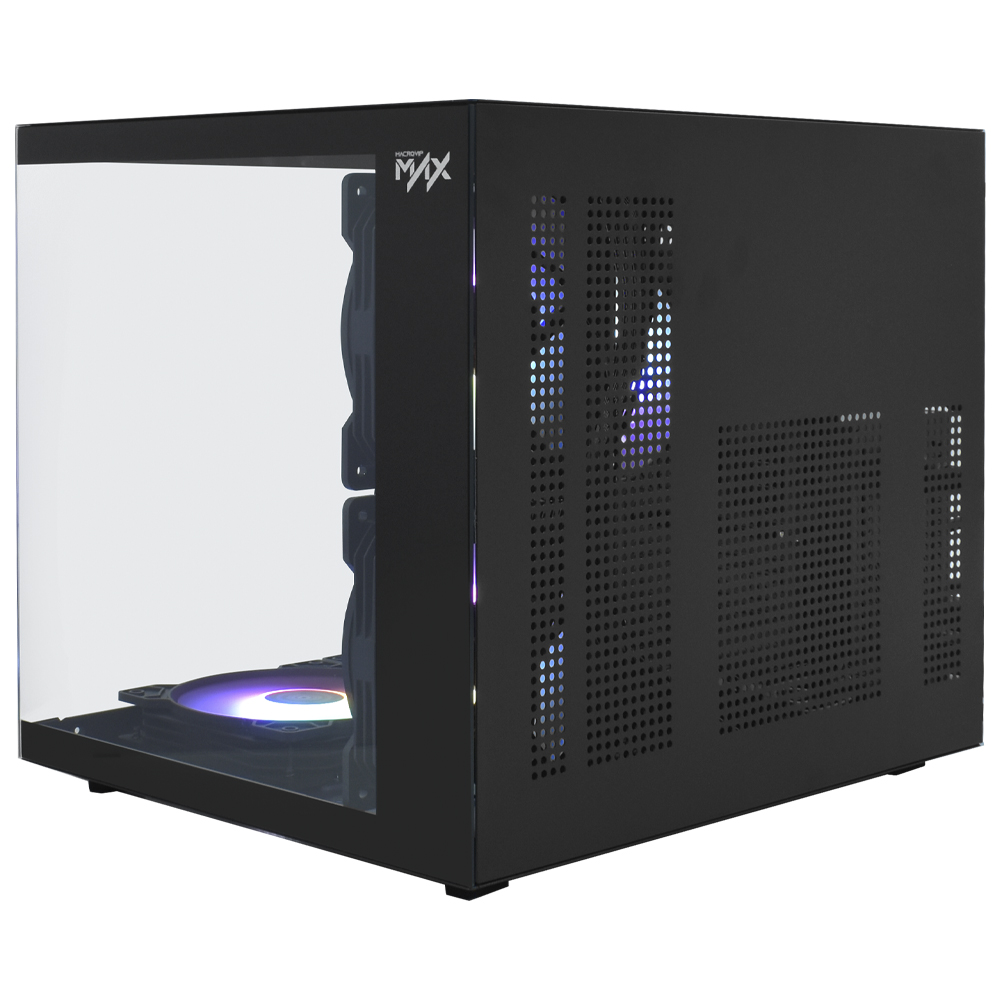 Gabinete Gamer Macrovip Max Aqua Series Mini Tower / 5 Cooler / RGB - Preto (MV-TCXA325F5B)