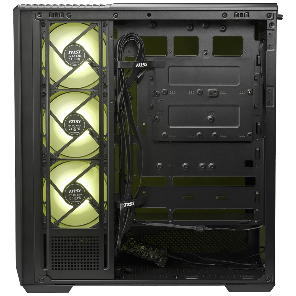 Gabinete Gamer MSI Mag Pano 130R PZ Mid Tower / 4 Cooler / ARGB - Preto