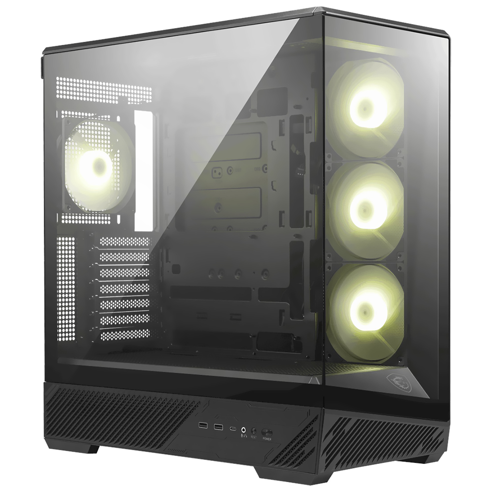 Gabinete Gamer MSI Mag Pano 130R PZ Mid Tower / 4 Cooler / ARGB - Preto