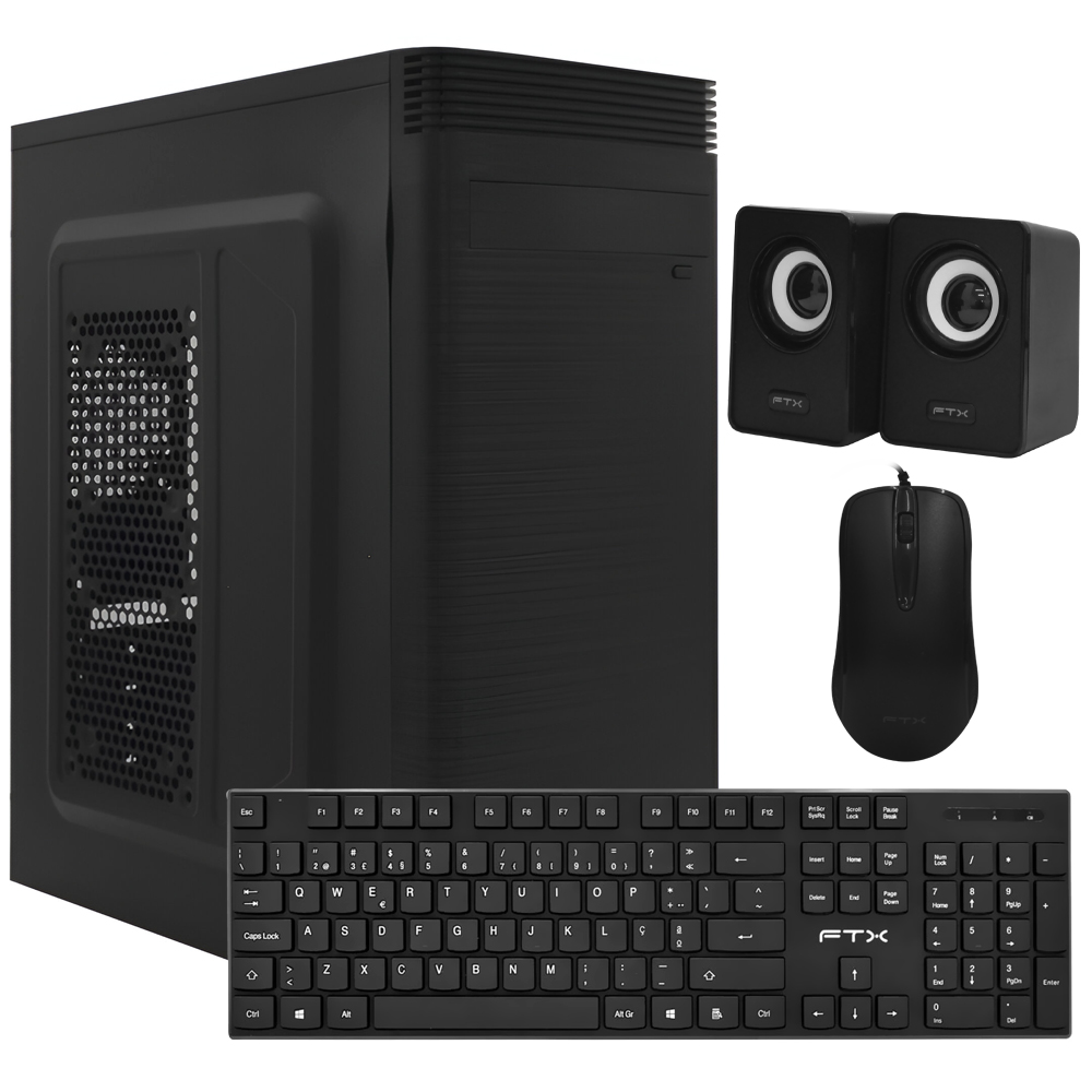 Gabinete Kit FTX 3133 Fonte 500W / Speaker / Mouse / Teclado Português - Preto