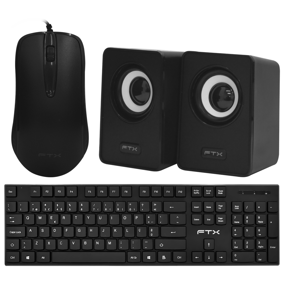 Gabinete Kit FTX 3133 Fonte 500W / Speaker / Mouse / Teclado Português - Preto