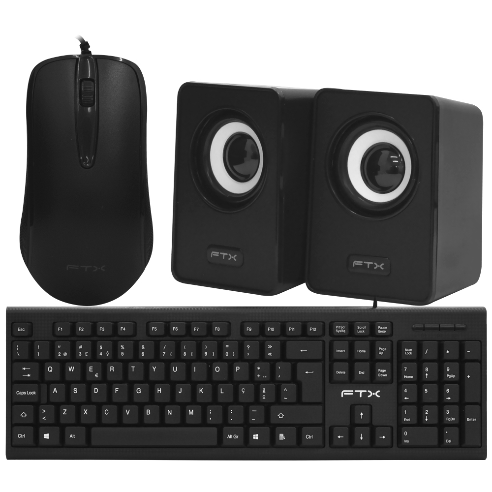 Gabinete Kit FTX 3135 Fonte 500W / Speaker / Mouse / Teclado Português - Preto