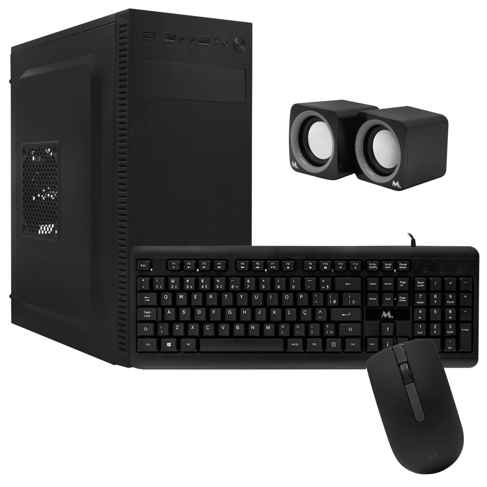 Gabinete Kit Mtek DK05 Fonte 500W / Speaker / Mouse / Teclado português - Preto