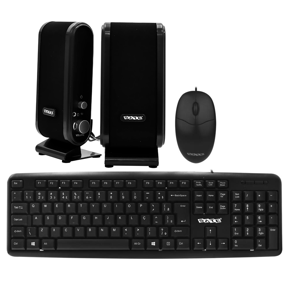 Gabinete Kit Satellite K702M Fonte 200W / Fone de Ouvido / Mouse / Teclado Português - Preto