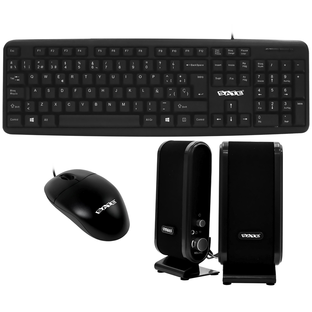 Gabinete Kit Satellite K707 Fonte 200W / Mouse / Speaker / Teclado Português - Preto